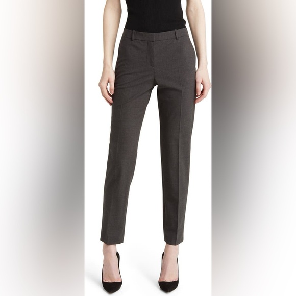 BOSS Hugo Boss Tiluna Slim Stretch Wool Suit Trouser Pants Grey Black Women’s 6 - Picture 1 of 12